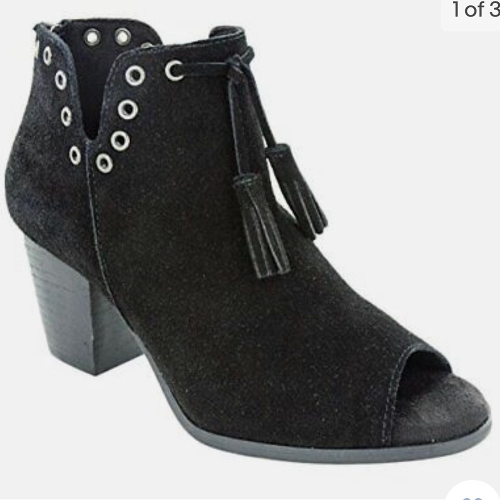 Minnetonka Open Toed Suede Booties